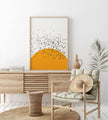 Sunset Birds Giclee Print: Retro Minimalist Art, Handframed Option
