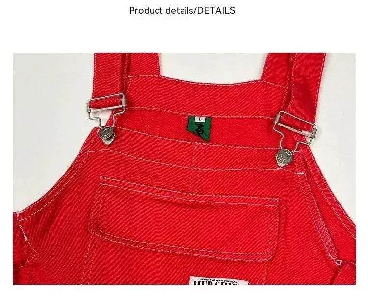Women's Denim Overall – High Waist Loose Straight Leg Suspender Bib Overall