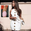 Sweet Sleeveless Backless Dress With Rose Button Design Summer Street Fashion Mini Dresses Women