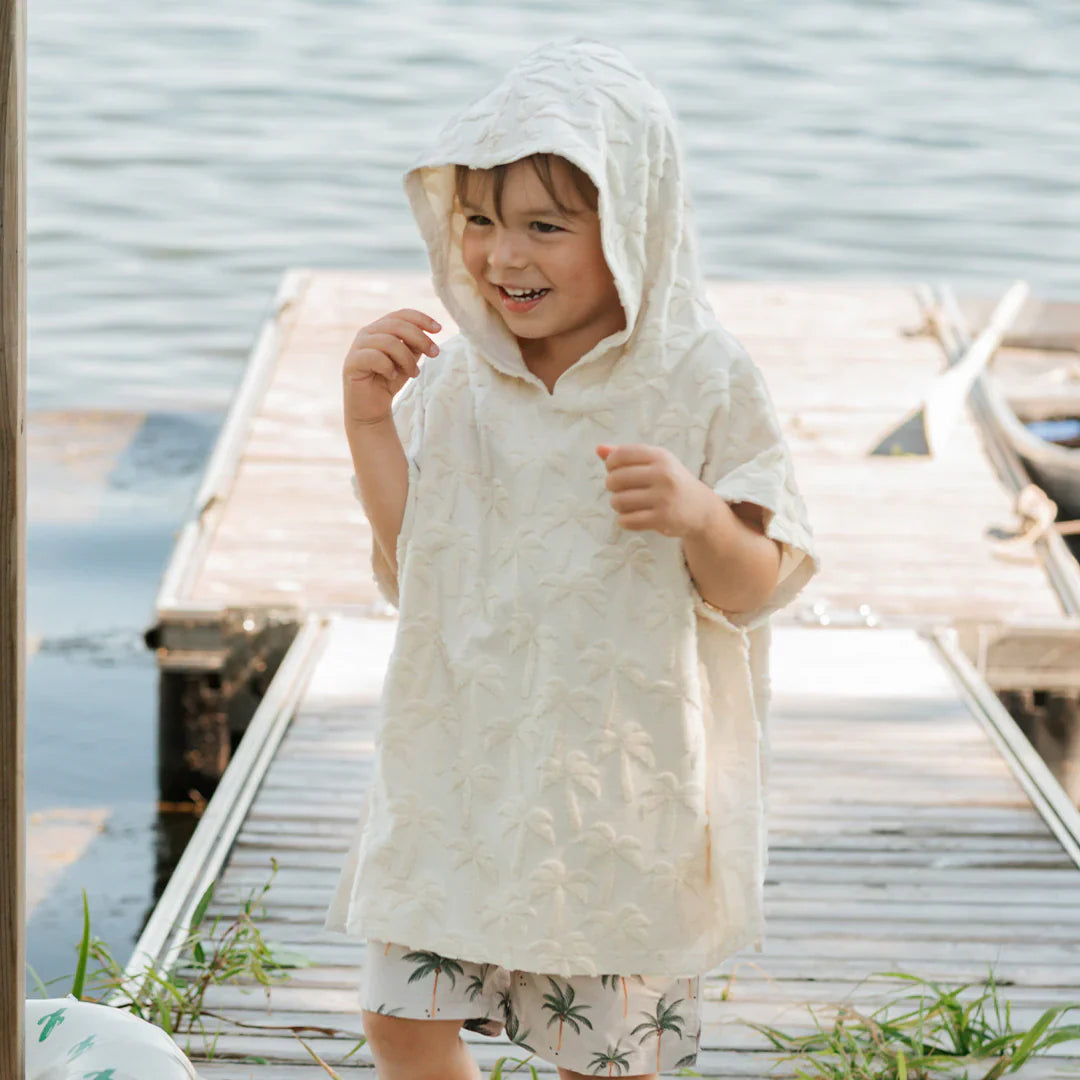 Beach Poncho | Palm Trees on Beige | Petit Lem