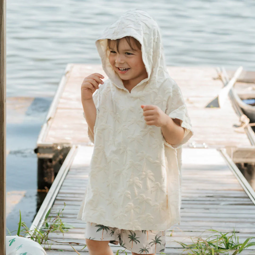 Beach Poncho | Palm Trees on Beige | Petit Lem