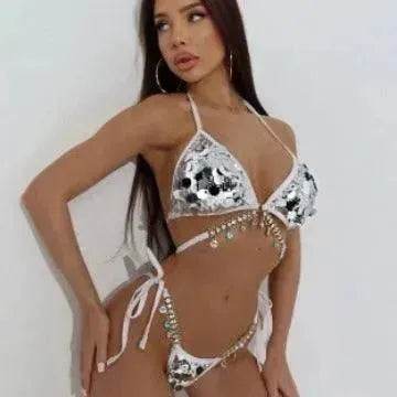 Swimsuit Sequined Costume Charming Backless Party Bikini