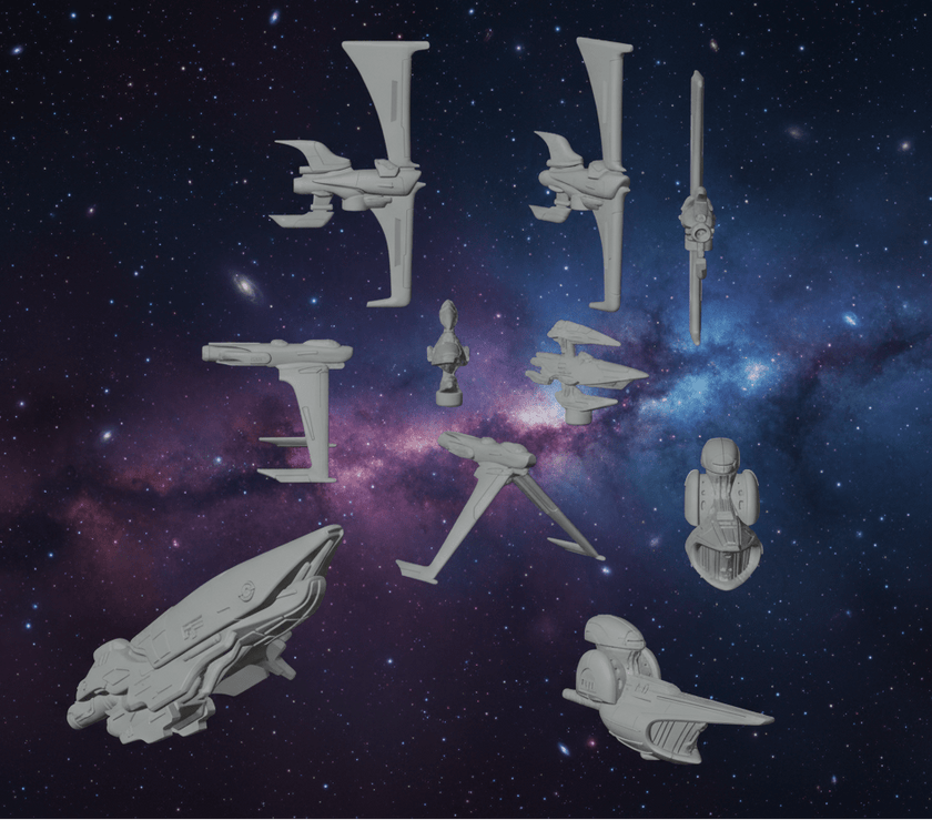 Sylwarin Harmonium Fleet – 1:128 Elven Spaceships (10 Ships)