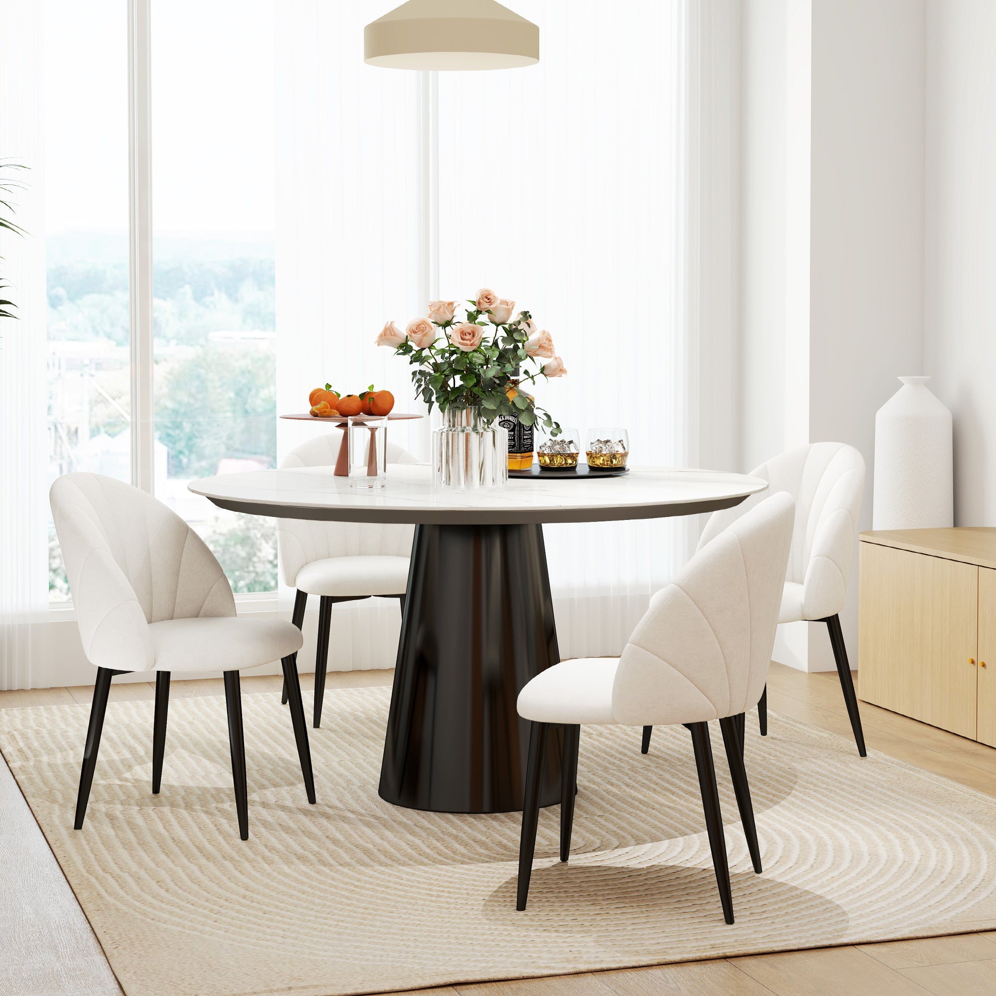 Skylar Modern Dining Chairs Set of 4-Cream White