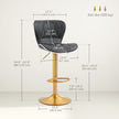 Maxi Counter Height Bar Stools Set of 2-Adjustable Height and Swivel Seat-Black/Gold