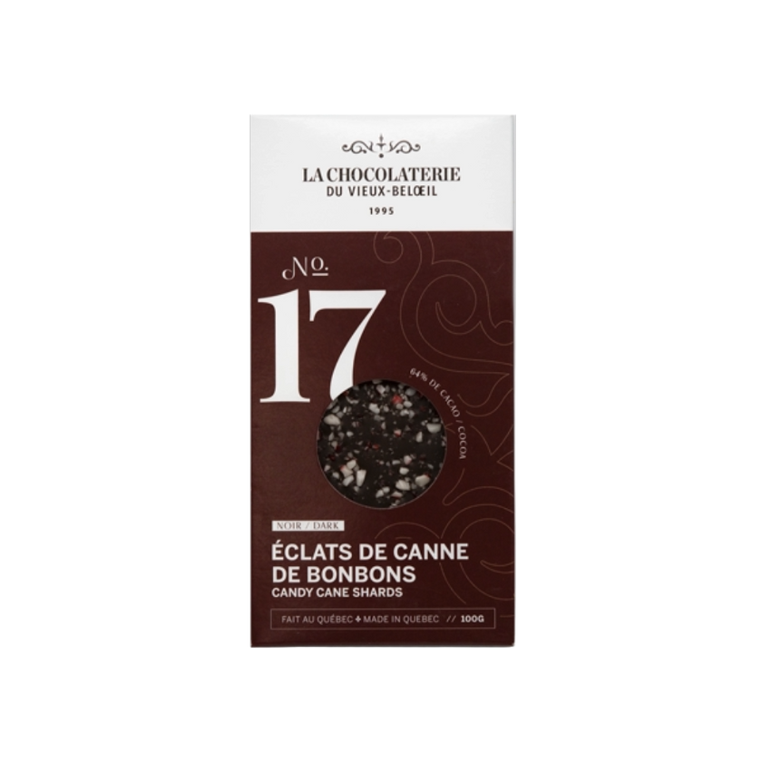 Tablette de chocolat - Éclats de canne de bonbons