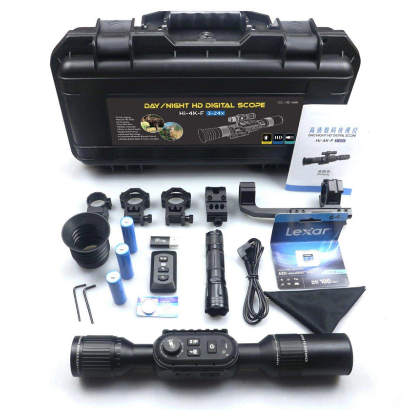 Tactical Night Vision Scope Monocular 3-24X Sony 4K Sensor Digital Day/Night WiFi iOS & Android