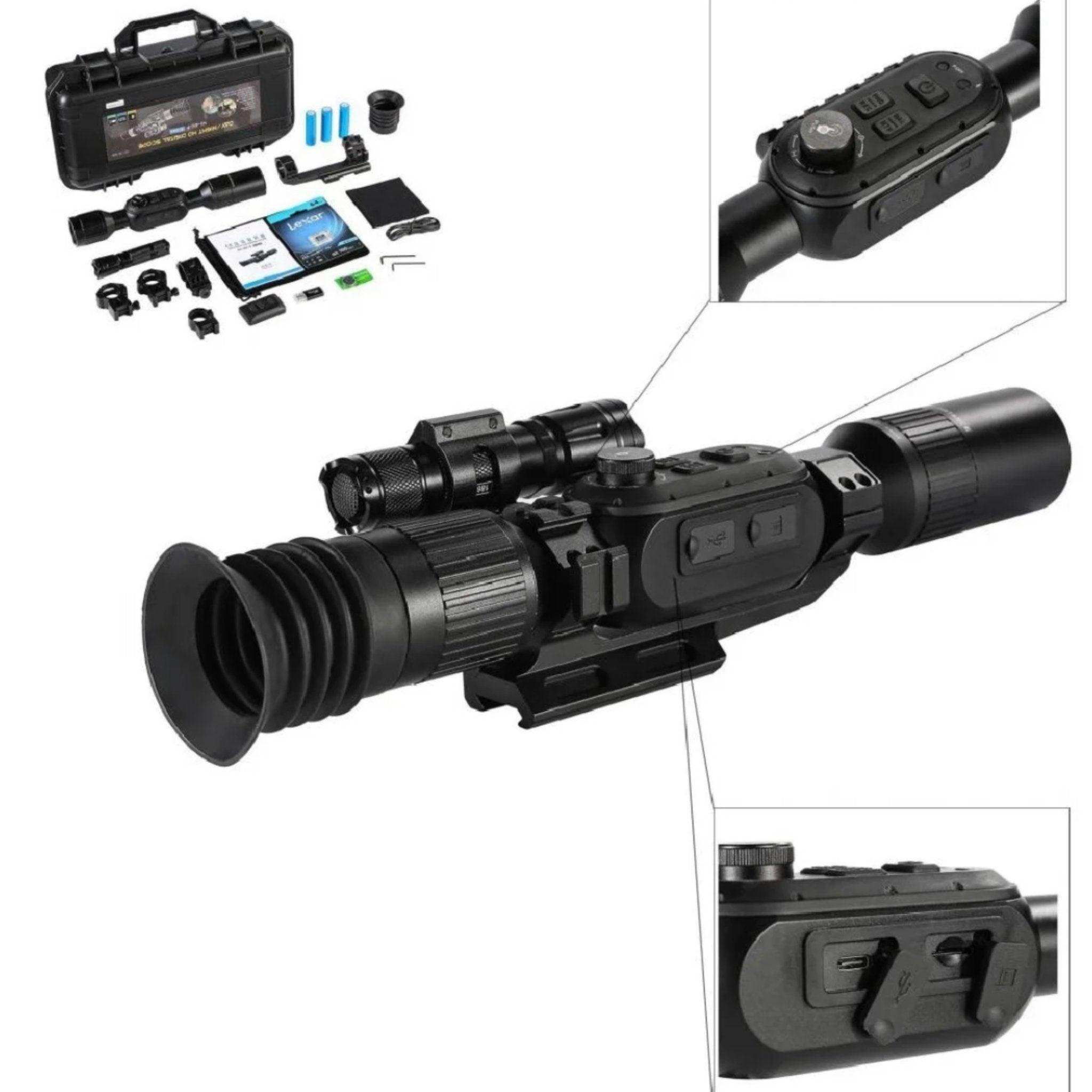 Tactical Night Vision Scope Monocular 3-24X Sony 4K Sensor Digital Day/Night WiFi iOS & Android