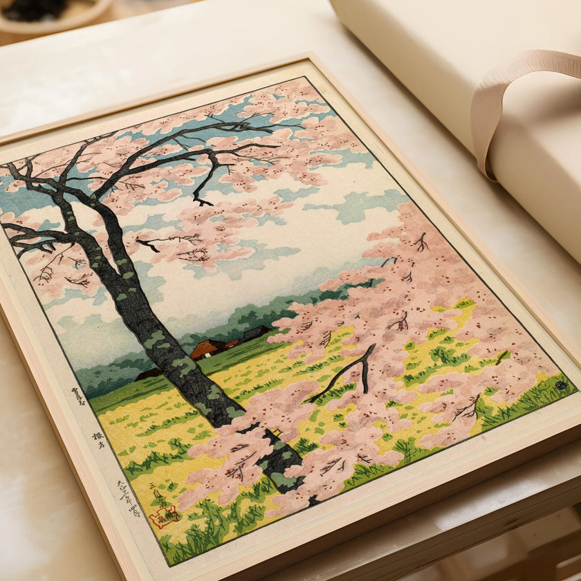 Takahashi Shotei Cherry Blossoms Print: Vintage Japanese Woodblock Art