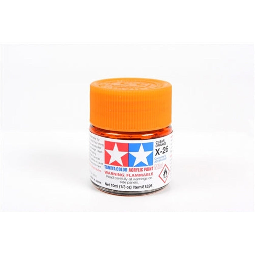Tamiya Acrylic X-26 Clear Orange Mini Bottle 10mL (1/3oz)