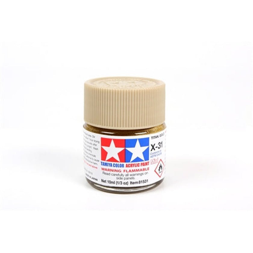 Tamiya Acrylic X-31 Titanium Gold Mini Bottle 10mL (1/3oz)