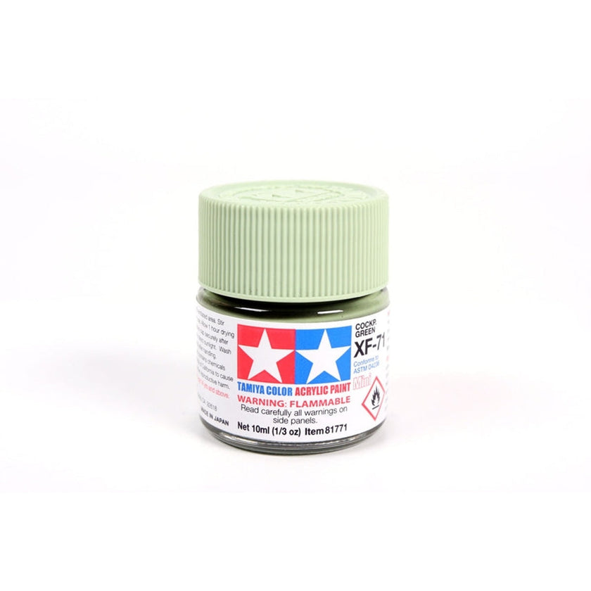 Tamiya Acrylic XF-71 Flat Cockpit Green Mini Bottle 10mL (1/3oz)