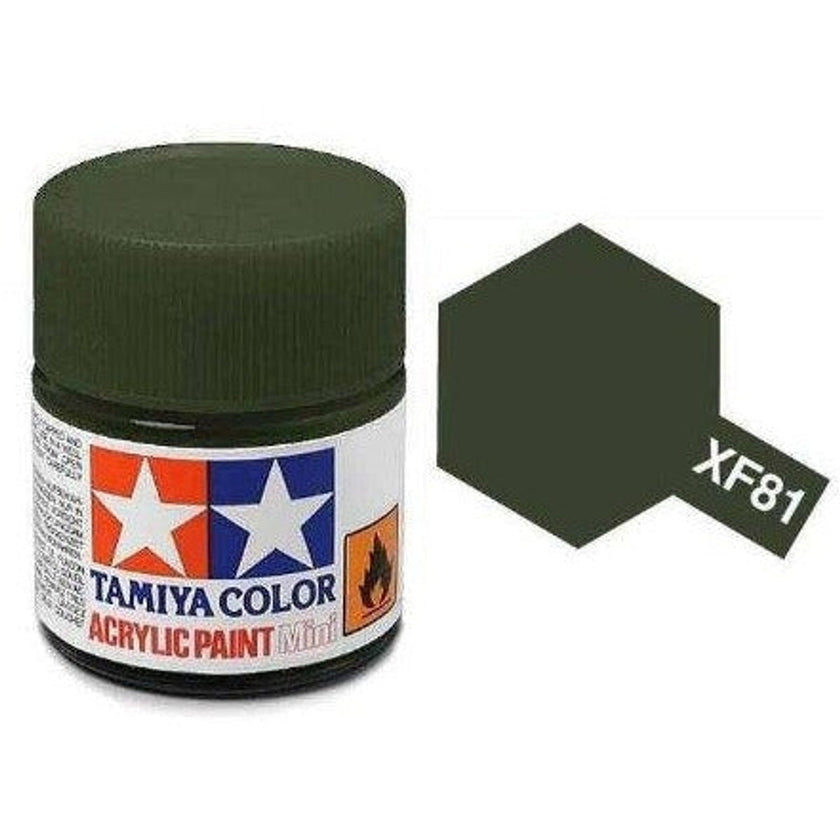 Tamiya Acrylic XF-81 Flat Dark Green 2 Gray Mini Bottle 10mL (1/3oz)