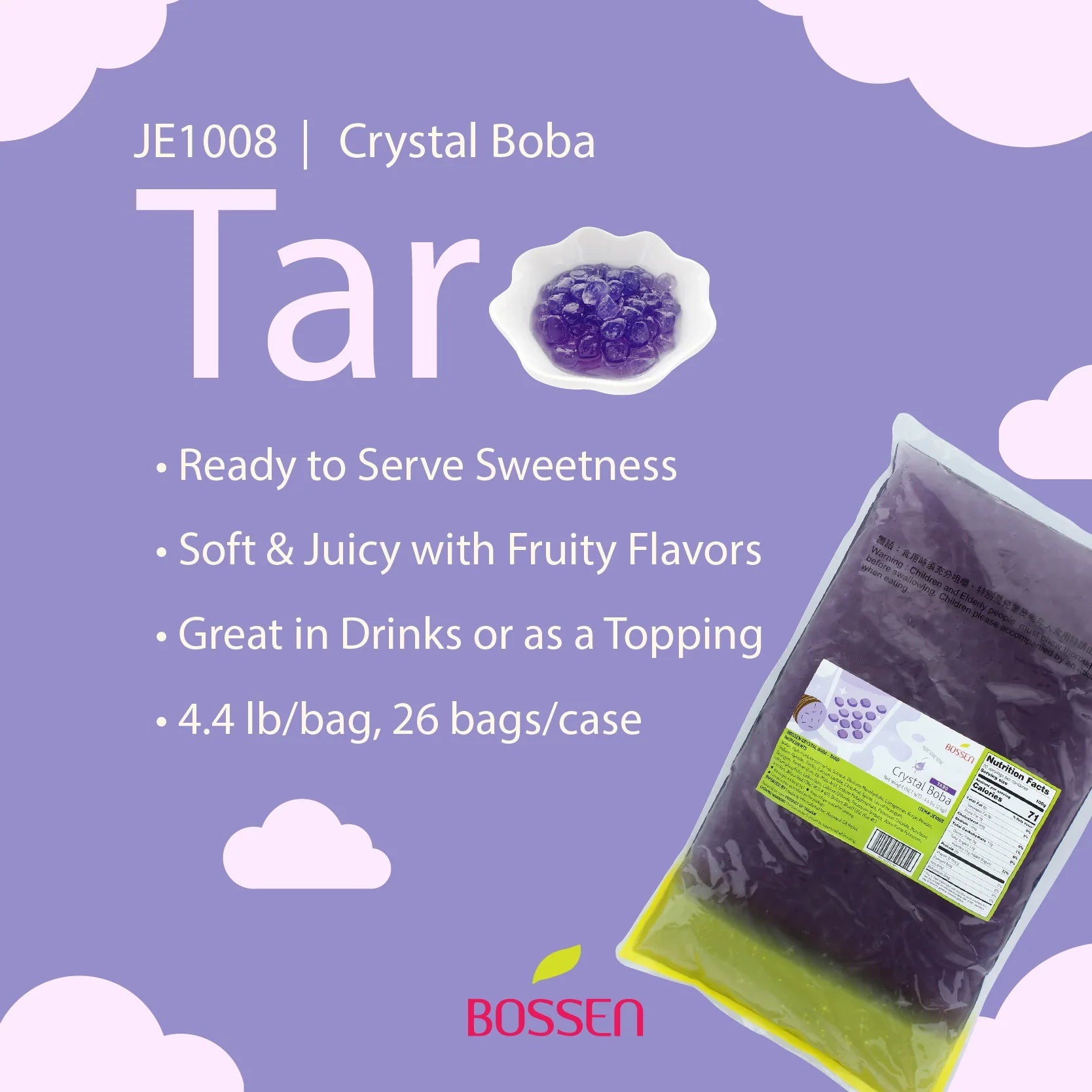 Taro | Crystal Boba | Agar Jelly Boba | Bossen Canada | Ships Free Within Canada on Orders Above CAD $199