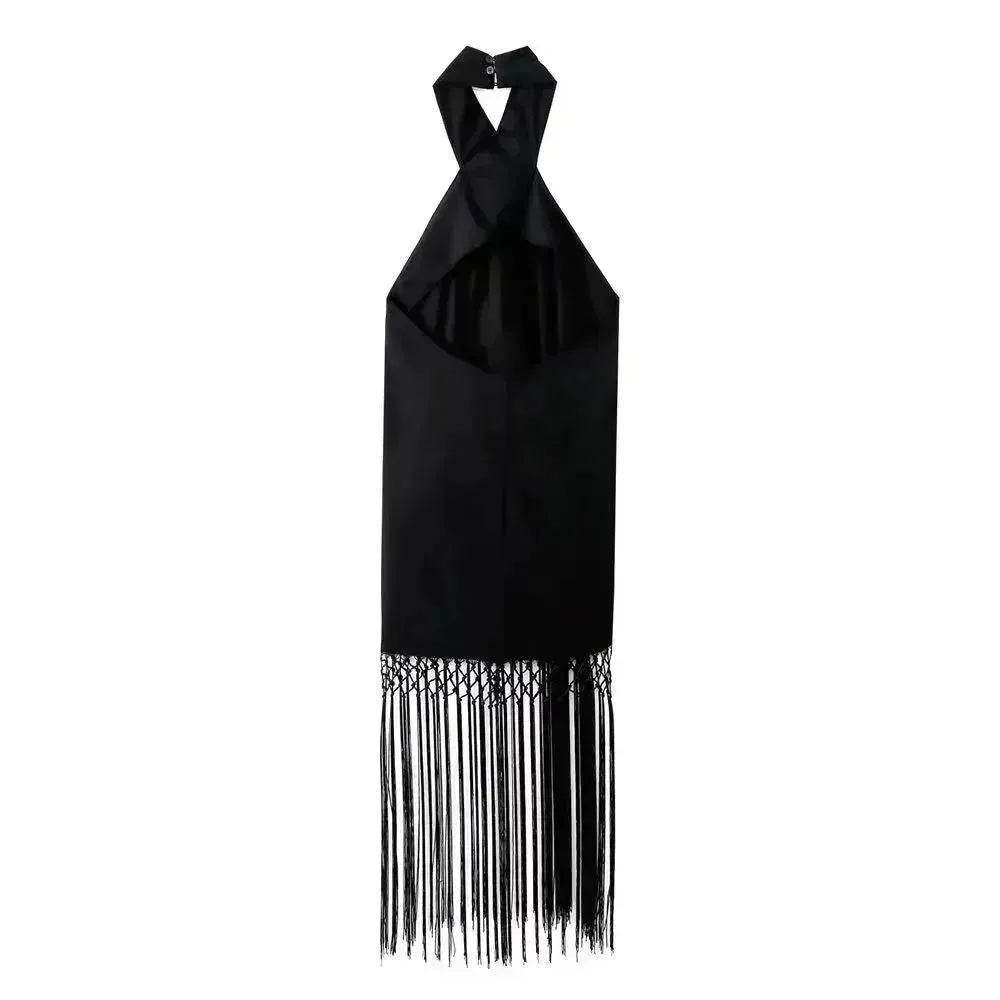 Tassel Hangings Collar Linen Dress