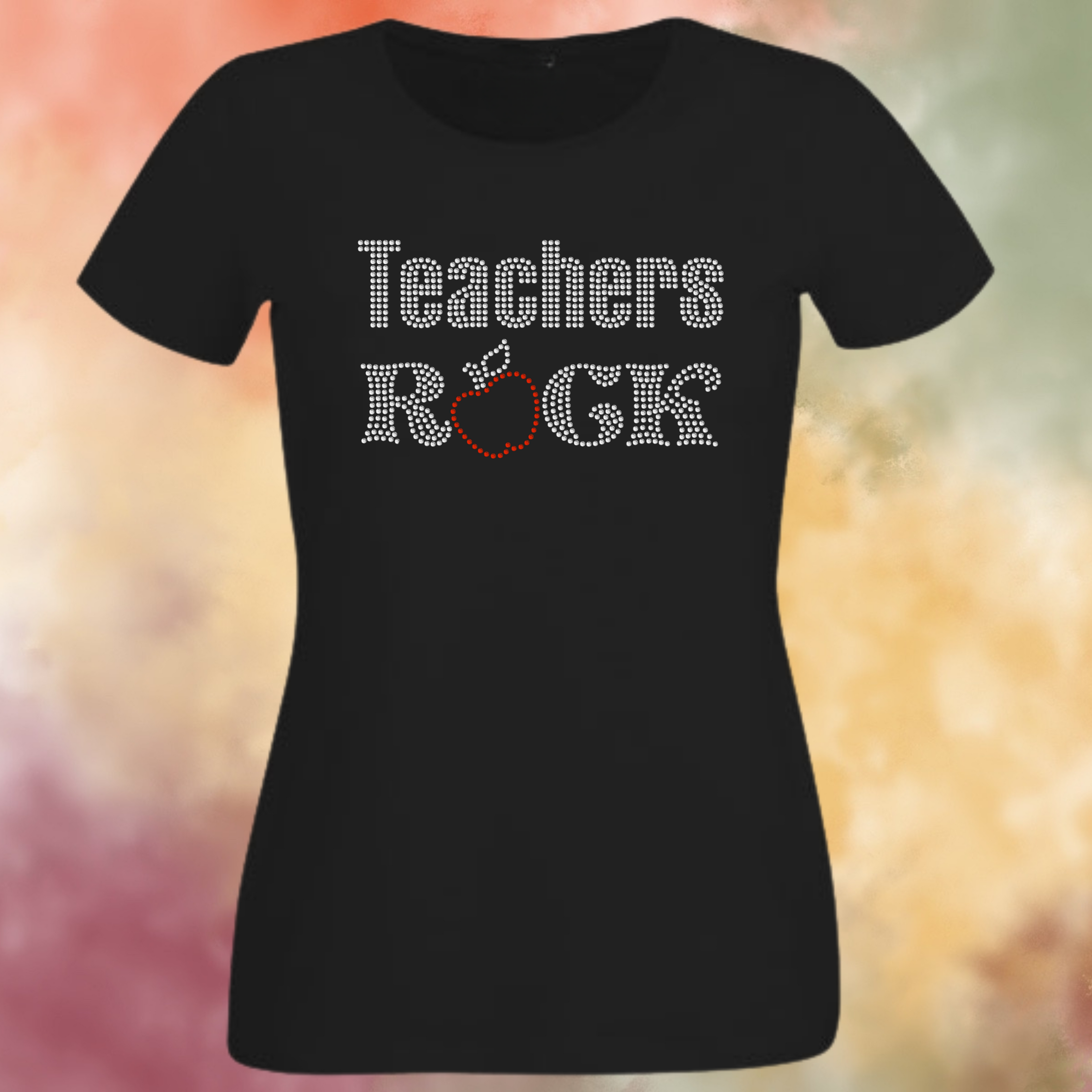Teachers Rock Rhinestone Shirt – Appreciation Sparkle Bling Tee | Blingdazzel