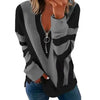 Temperament Chest Zipper V Printed Long Sleeve T-shirt