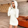 Temperament Commuter Knitted Solid Color Cotton Hood