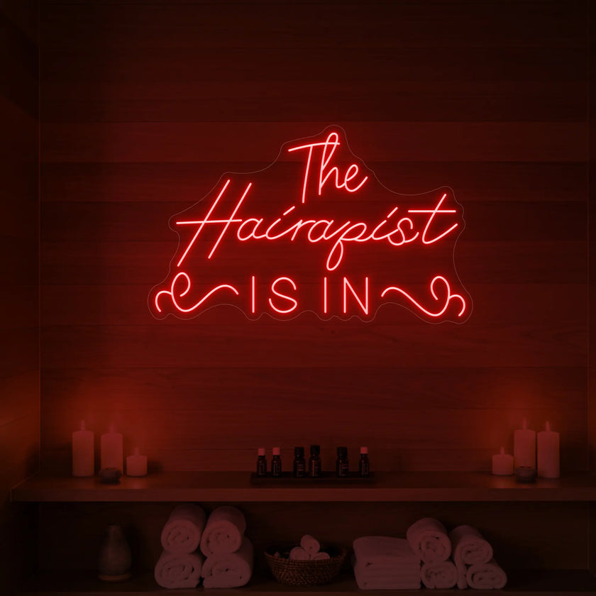 The Hairapist Is In Neon Sign