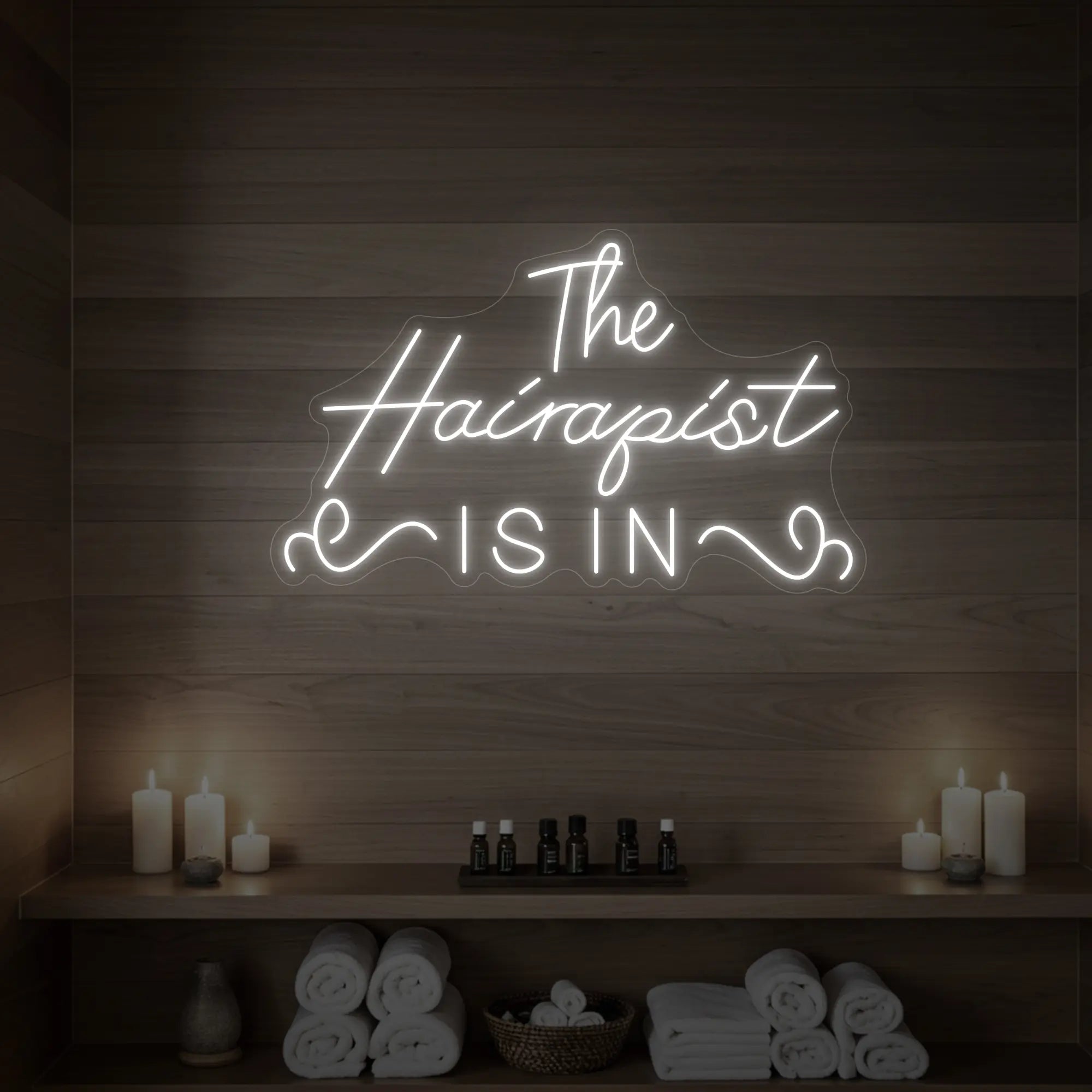 The Hairapist Is In Neon Sign