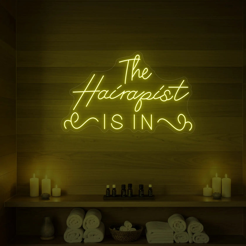The Hairapist Is In Neon Sign