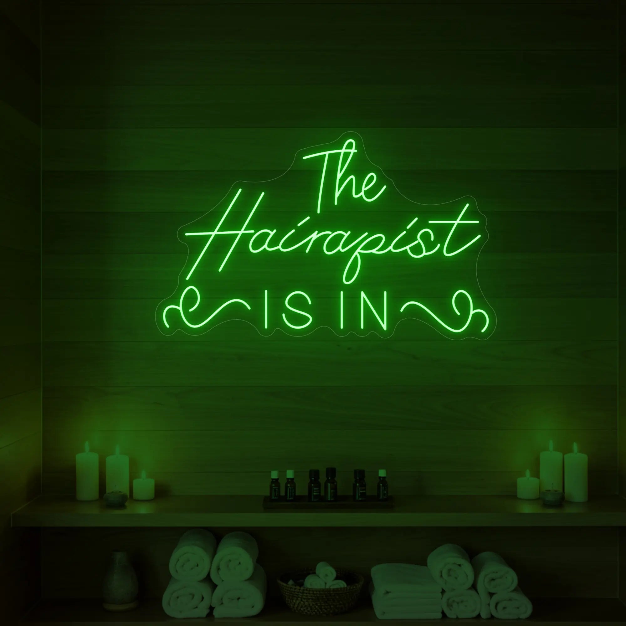 The Hairapist Is In Neon Sign