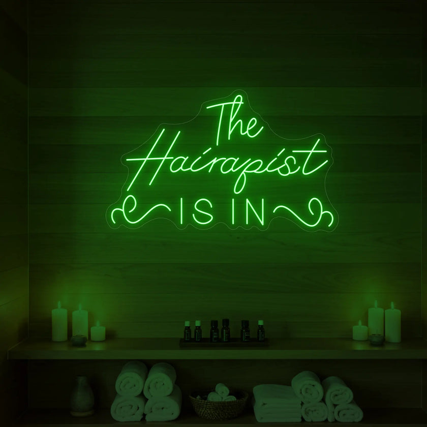 The Hairapist Is In Neon Sign