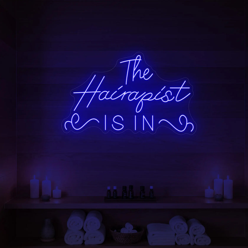 The Hairapist Is In Neon Sign