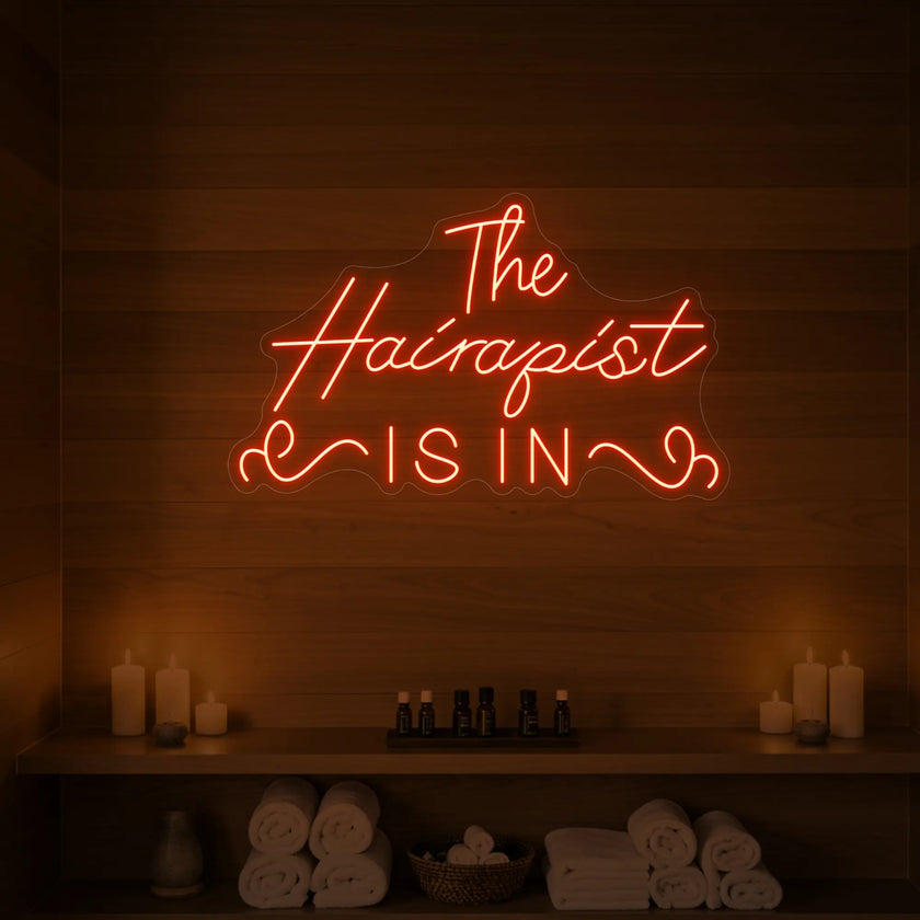 The Hairapist Is In Neon Sign