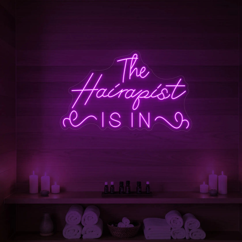 The Hairapist Is In Neon Sign