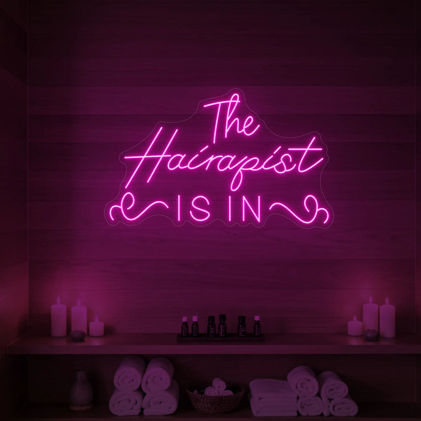 The Hairapist Is In Neon Sign