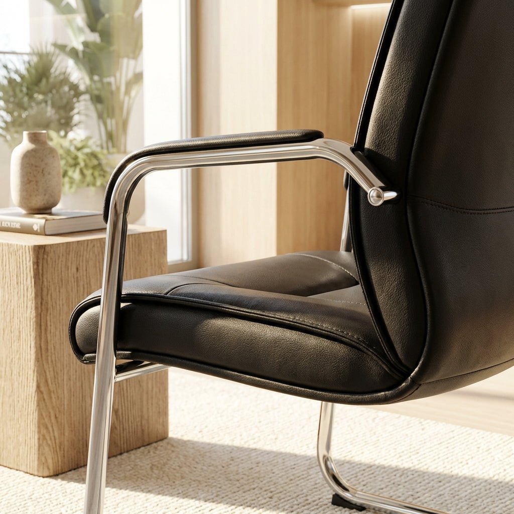 Marrakech Premium Black Leather Visitor Chair