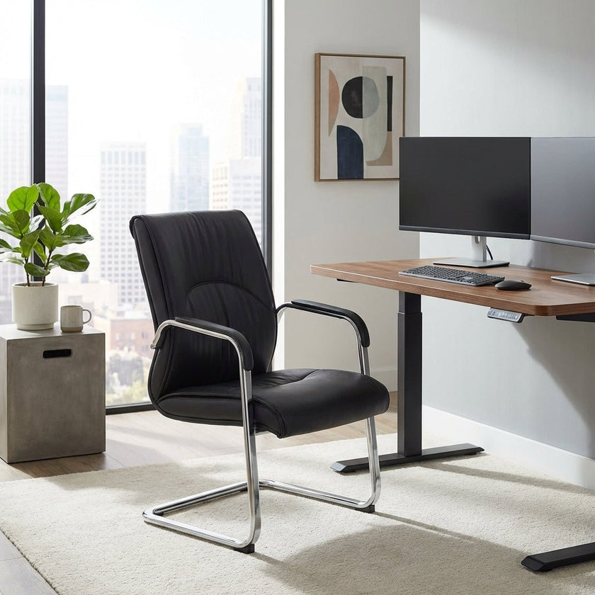 Marrakech Premium Black Leather Visitor Chair