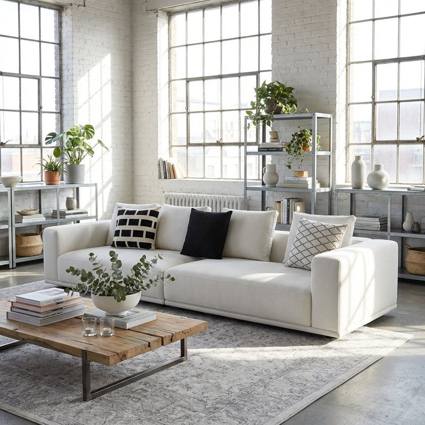 Nordic Cotton and Linen Fabric Sofa