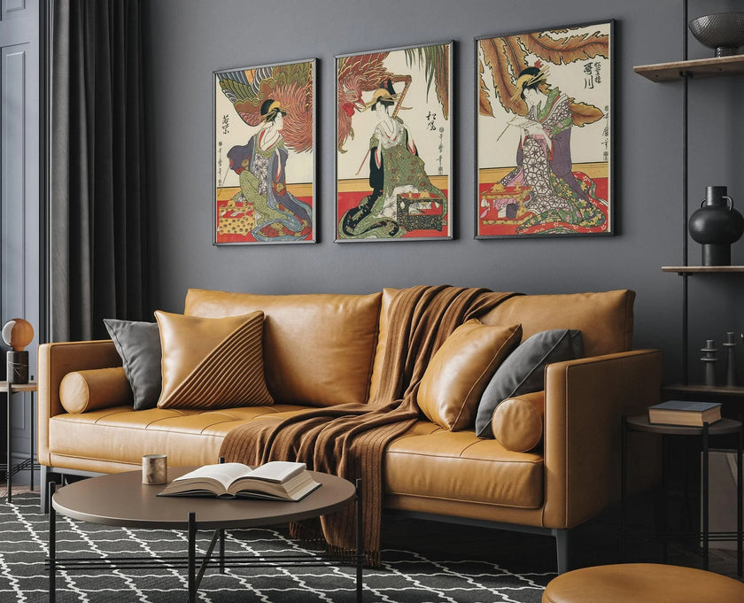 Three Beauties | STATEMENT TRIO Vintage Japanese Woodblock Art available framed or unframed
