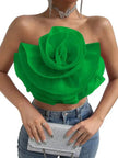 Three-dimensional Organza Flower Small Sling Chest-wrapped Vest