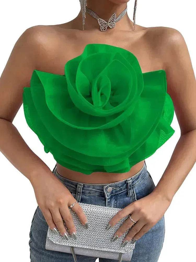 Three-dimensional Organza Flower Small Sling Chest-wrapped Vest