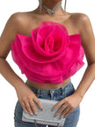 Three-dimensional Organza Flower Small Sling Chest-wrapped Vest