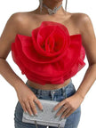 Three-dimensional Organza Flower Small Sling Chest-wrapped Vest