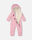 One-Piece Baby Cloud Packable Snowsuit Designed For Car Seat Pink