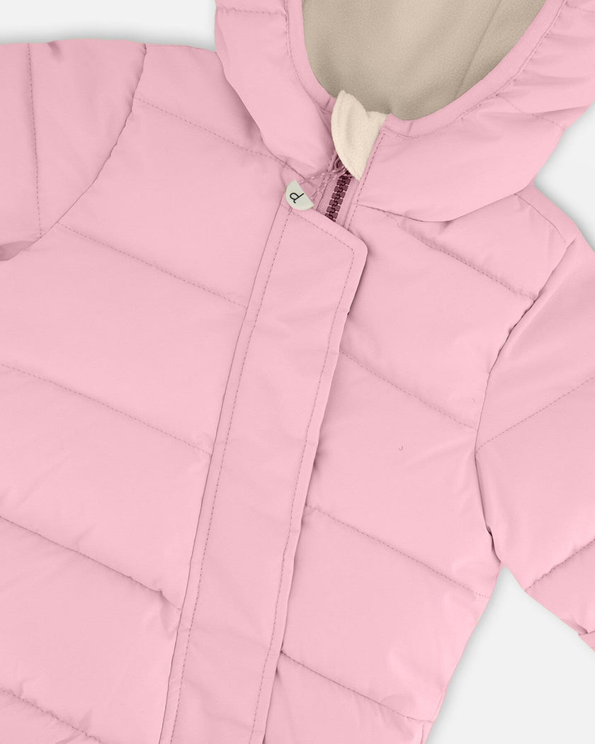 One-Piece Baby Cloud Packable Snowsuit Designed For Car Seat Pink