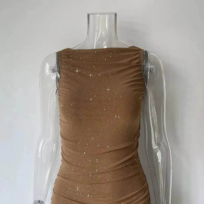 Tight Side Slit Pleated Party Party Dress Women