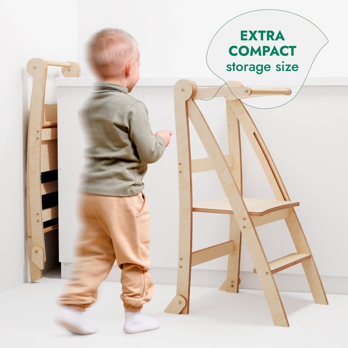 Toddler Tower : Tabouret d'appoint pliable pour tout-petits - Beige