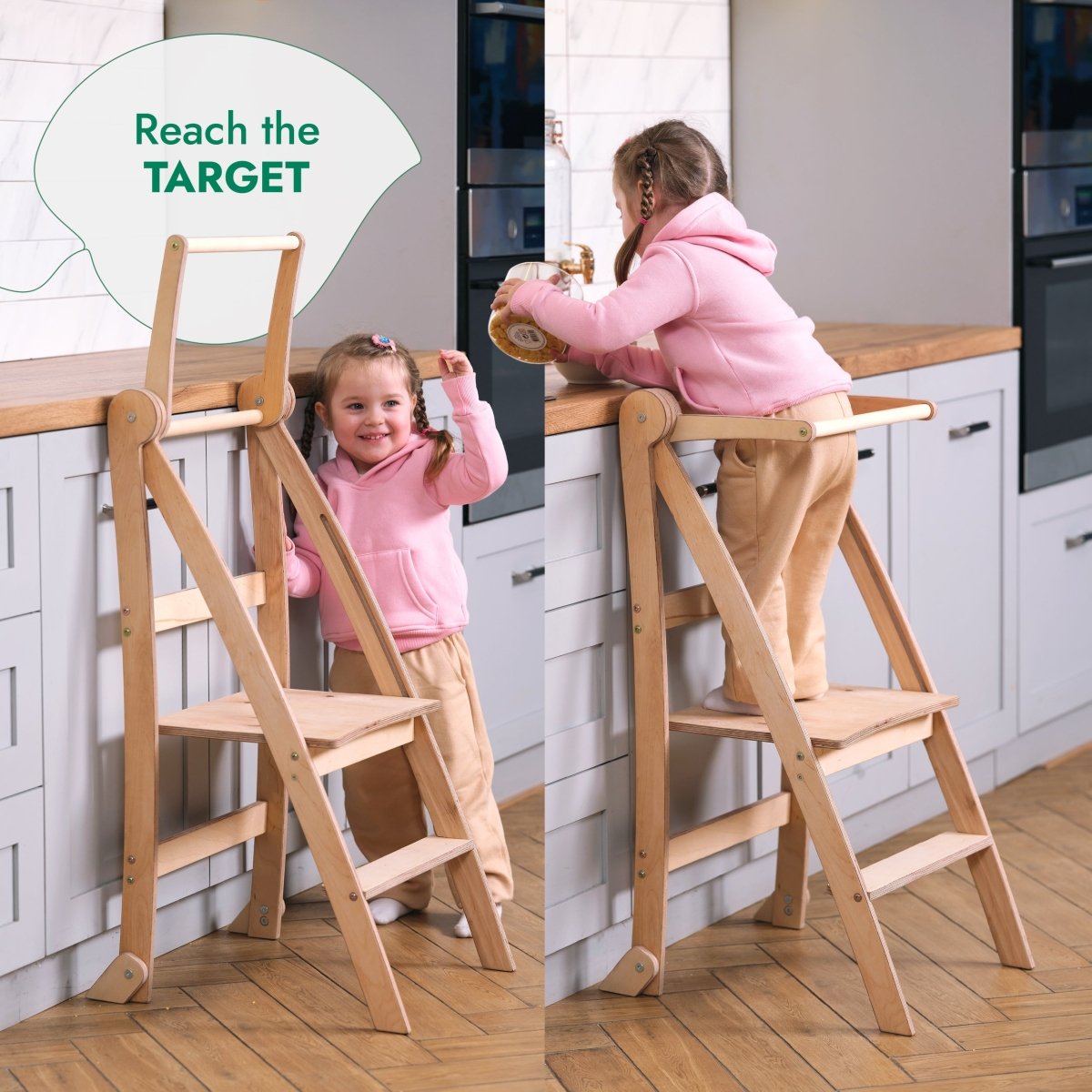 Toddler Tower : Tabouret d'appoint pliable pour tout-petits - Beige