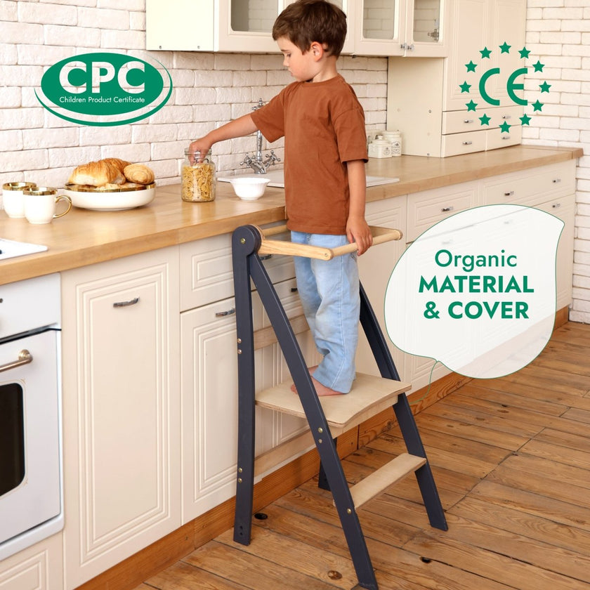 Toddler Tower : Tabouret d'appoint pliable pour tout-petits - Beige