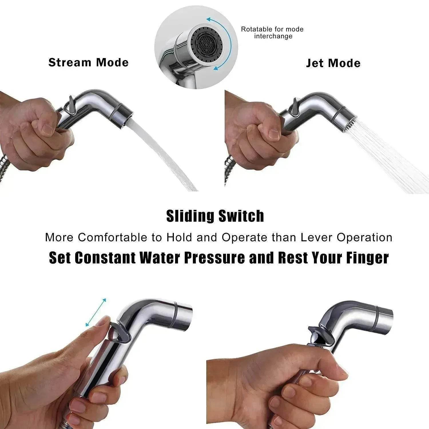 Toilet Spray Cleaner Stainless Steel Toilet Companion, Button Water Stop, Dual Function.