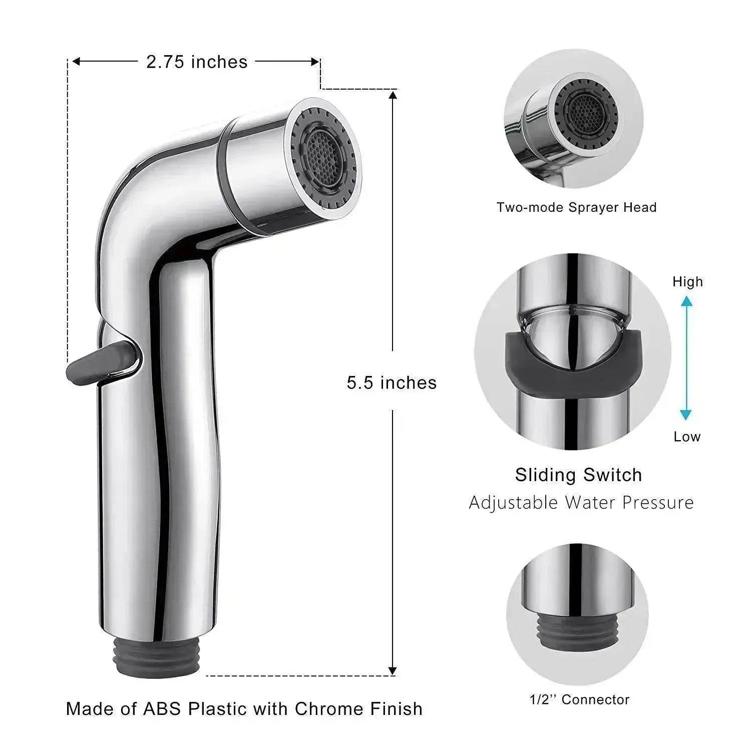 Toilet Spray Cleaner Stainless Steel Toilet Companion, Button Water Stop, Dual Function.