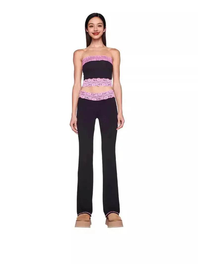 Women's Bootleg Pants Suit Two-Piece Set – Sleeveless Top & Wide Leg Trousers | Canada & USA