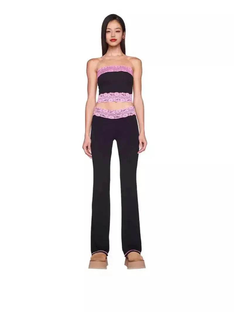 Women's Bootleg Pants Suit Two-Piece Set – Sleeveless Top & Wide Leg Trousers | Canada & USA