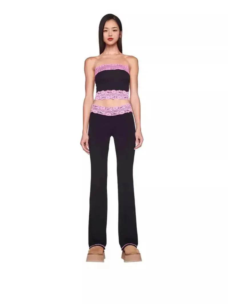 Women's Bootleg Pants Suit Two-Piece Set – Sleeveless Top & Wide Leg Trousers | Canada & USA